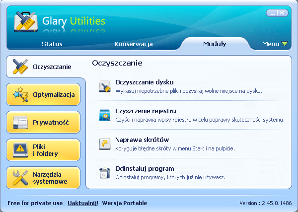 Glary Utilities - moduły