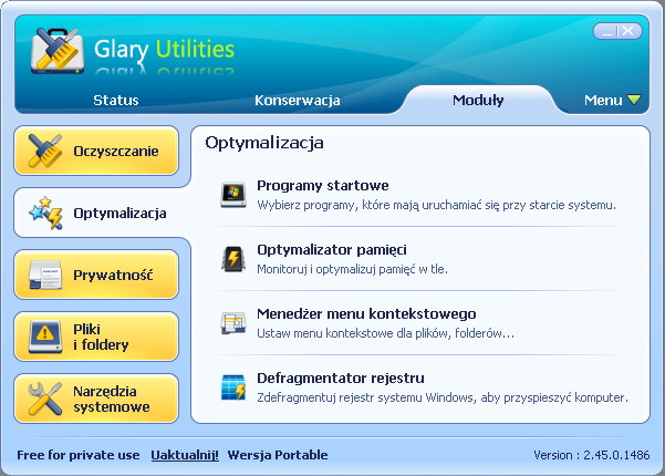 Glary Utilities - optymalizacja